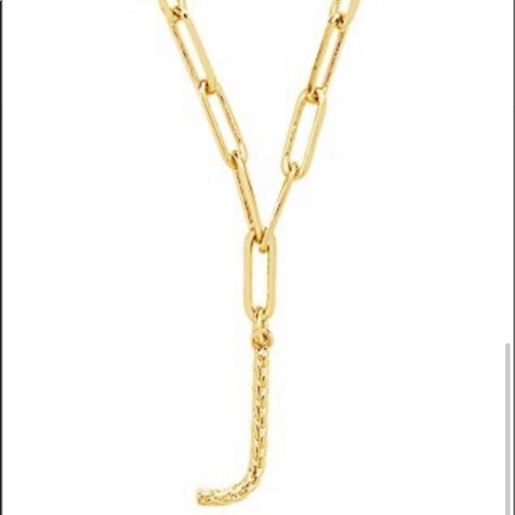 NEW Sterling Forever 14K Goldtone Braided J Initital Pendant Necklace - Picture 1 of 10
